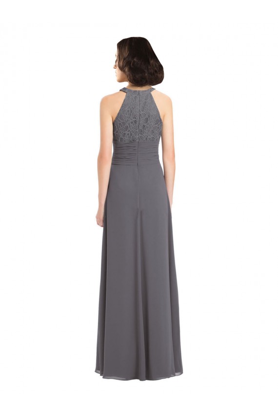 Acquista Stormy Silver Linea A Capestro Chiffona Pizzo Lunga Abiti da damigella donore