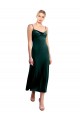 Acquista Verde Scuro Linea A Sottili Cappuccio Midi Velluto Elastico Corto Abiti da damigella donore / Abiti da ballo / Abiti da cocktail
