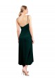 Acquista Verde Scuro Linea A Sottili Cappuccio Midi Velluto Elastico Corto Abiti da damigella donore / Abiti da ballo / Abiti da cocktail