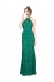 Acquista Verde Scuro Stile sirena Capestro Alto Collo Pizzo Lunga Abiti da damigella donore / Abiti da ballo