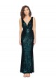 Acquista Verde Scuro Stile sirena Scollatura a V Paillettes Lunga Formali Abiti da damigella donore / Abiti da sera / Abiti da ballo