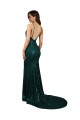 Acquista Verde Scuro Stile sirena Scollatura a V Paillettes Lunga Formali Abiti da damigella donore / Abiti da sera / Abiti da ballo
