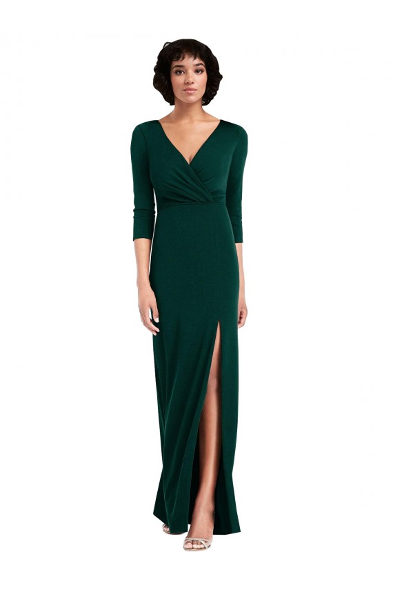 Acquista Verde Scuro Tromba Scollatura a V Spandex Lunga Formali Abiti da damigella donore / Abiti da sera / Abiti da ballo