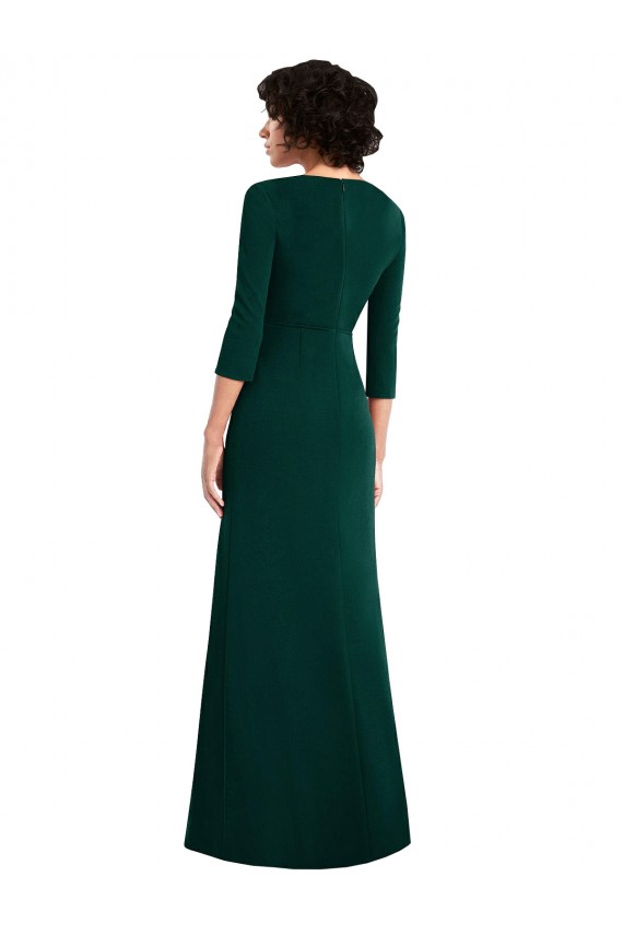 Acquista Verde Scuro Tromba Scollatura a V Spandex Lunga Formali Abiti da damigella donore / Abiti da sera / Abiti da ballo