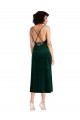 Acquista Verde Scuro Tubino Cappuccio Midi Velluto Elastico Corto Abiti da damigella donore / Abiti da sera / Abiti da cocktail