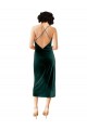 Acquista Verde Scuro Tubino Sottili Cappuccio Midi Velluto Elastico Corto Abiti da damigella donore / Abiti da sera / Abiti da cocktail