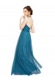 Acquista Verde acqua Linea A Capestro Alto Collo Tulle Lunga Abiti da damigella donore