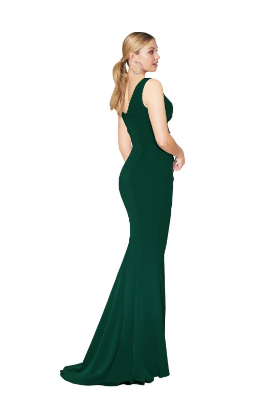 Acquista Verde mezzanotte Stile sirena Alto Collo Crespo Elastico Lunga Formali Abiti da damigella donore / Abiti da sera / Abiti da ballo