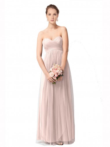 Acquista Vintage Rose Linea A Innamorato Tulle Lunga Abiti da damigella donore