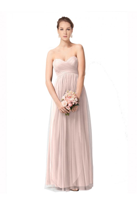 Acquista Vintage Rose Linea A Innamorato Tulle Lunga Abiti da damigella donore