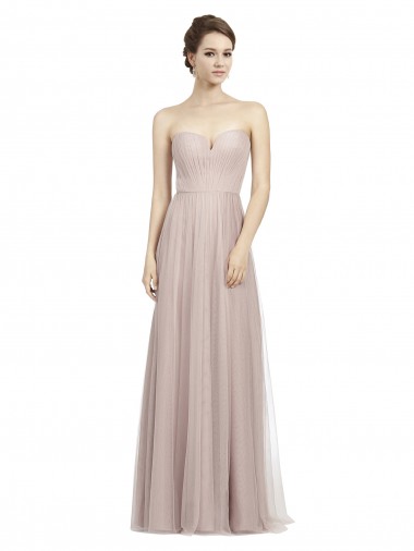 Acquista Vintage Rose Linea A Innamorato Tulle Lunga Abiti da damigella donore