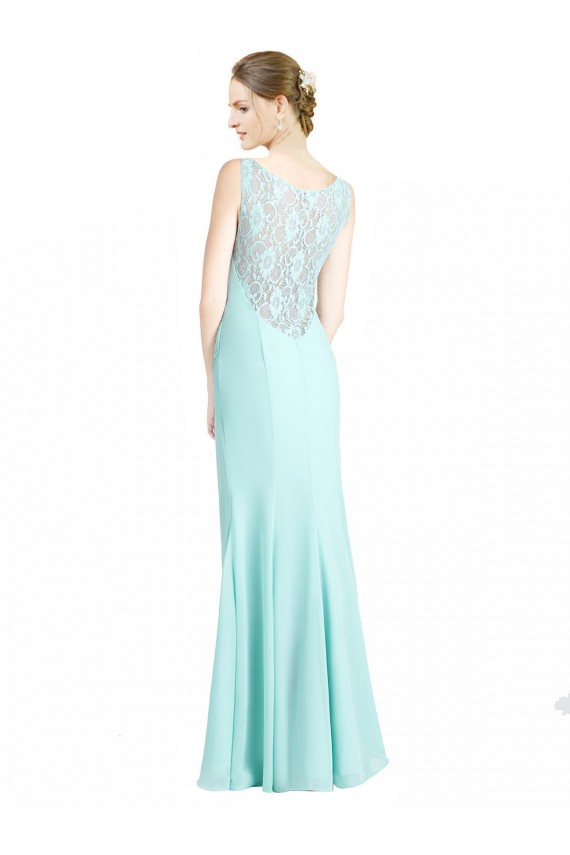 Acquista Waterfall Stile sirena Scollatura a V Chiffona Pizzo Lunga Abiti da damigella donore