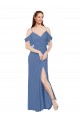 Acquista Windsor Blu Linea A Chiffona Lunga Abiti da damigella donore
