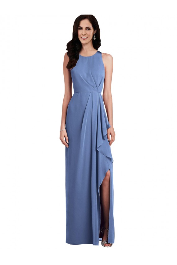 Acquista Windsor Blu Linea A Collo Gioiello Chiffona Lunga Abiti da damigella donore