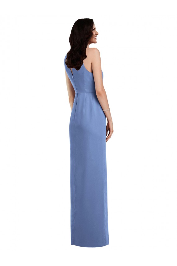 Acquista Windsor Blu Linea A Collo Gioiello Chiffona Lunga Abiti da damigella donore