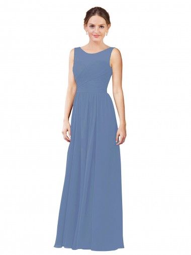 Acquista Windsor Blu Tubino Illusione Innamorato Chiffona Lunga Abiti da damigella donore