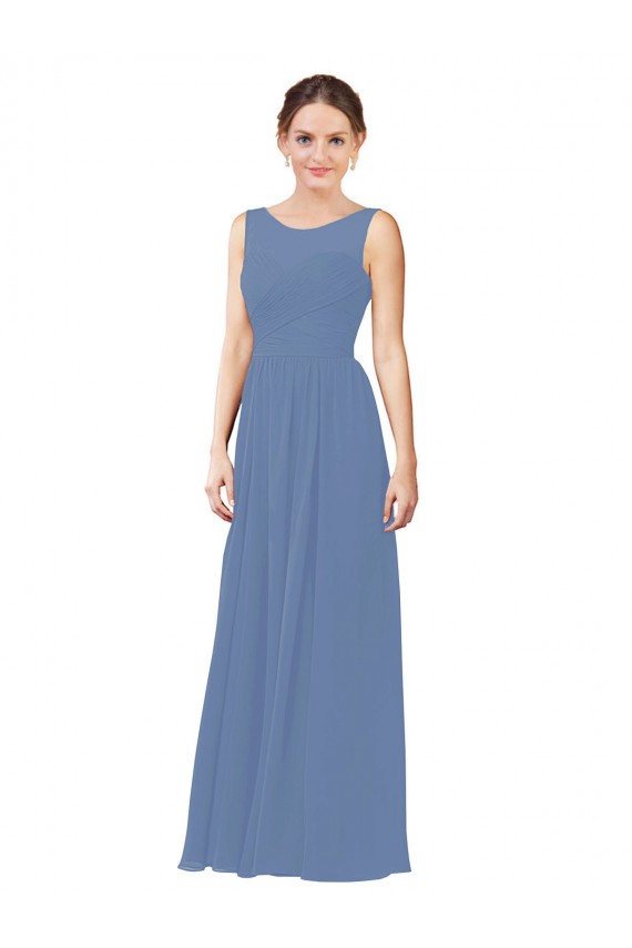 Acquista Windsor Blu Tubino Illusione Innamorato Chiffona Lunga Abiti da damigella donore