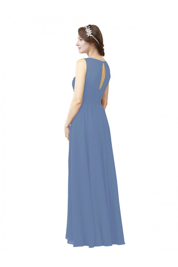 Acquista Windsor Blu Tubino Illusione Innamorato Chiffona Lunga Abiti da damigella donore
