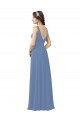 Acquista Windsor Blu Tubino Scollatura a V Chiffona Lunga Abiti da damigella donore